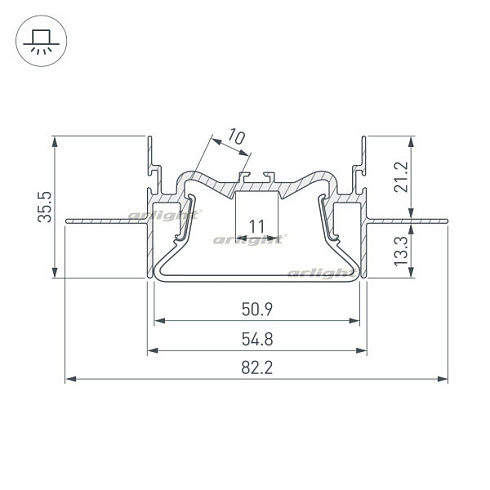 Профиль FOLED-50-CEIL-CENTER-2000 (Arlight, Алюминий)