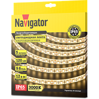 СД Лента Navigator 71 411 NLS-3528WW120-9.6-IP65-12V R5 (3000К, 9,6W, 5м) 