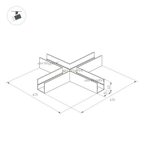 Коннектор крестовой MAG-CON-4563-X90 (BK) (Arlight, IP20 Металл, 3 года)