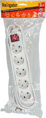 Удлинитель Navigator 71 557 NPE-S-05-300-ESC-3x0.75 с/з с выкл. 5 гн. 3м
