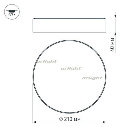 Светильник SP-RONDO-R210-20W Warm3000 (BK, 120 deg, 230V) (Arlight, IP40 Металл, 3 года)