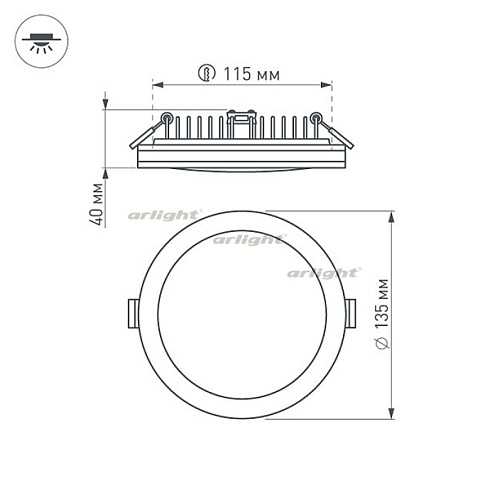 Светодиодная панель LTD-135SOL-20W Day White (Arlight, IP44 Пластик, 3 года)