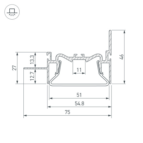Профиль FOLED-50-WALL-2000 (Arlight, Алюминий)